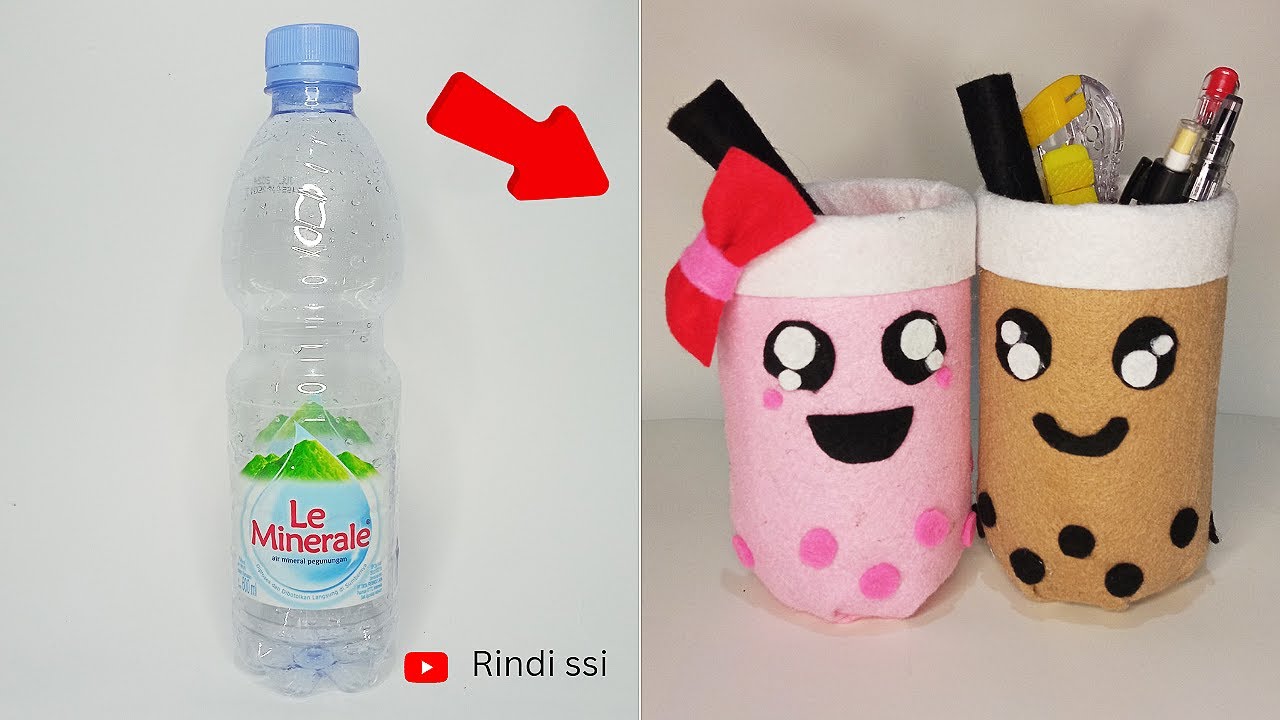 Tempat Pensil Boba dari Botol Plastik Bekas | Ide Kreatif Botol Bekas #botolbekas #tempatpensil