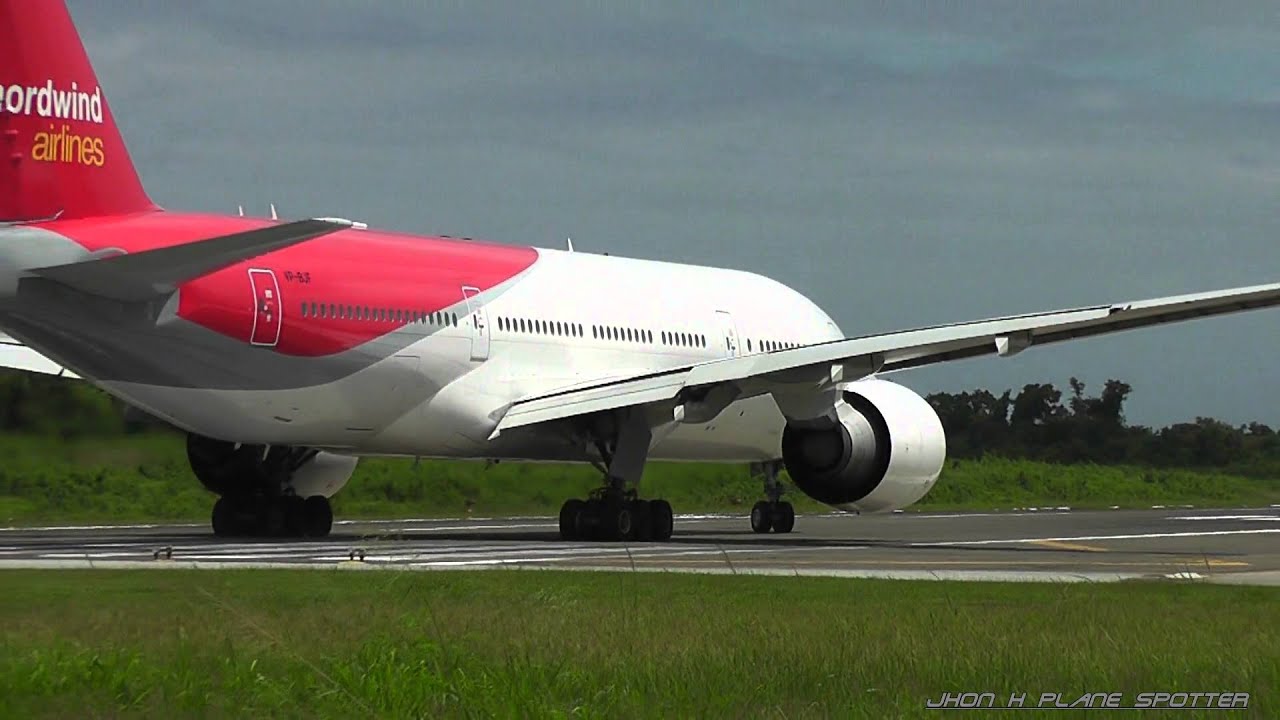 Boeing 777-200 Nord wind airlines departing to Russia from Puerto plata airport .