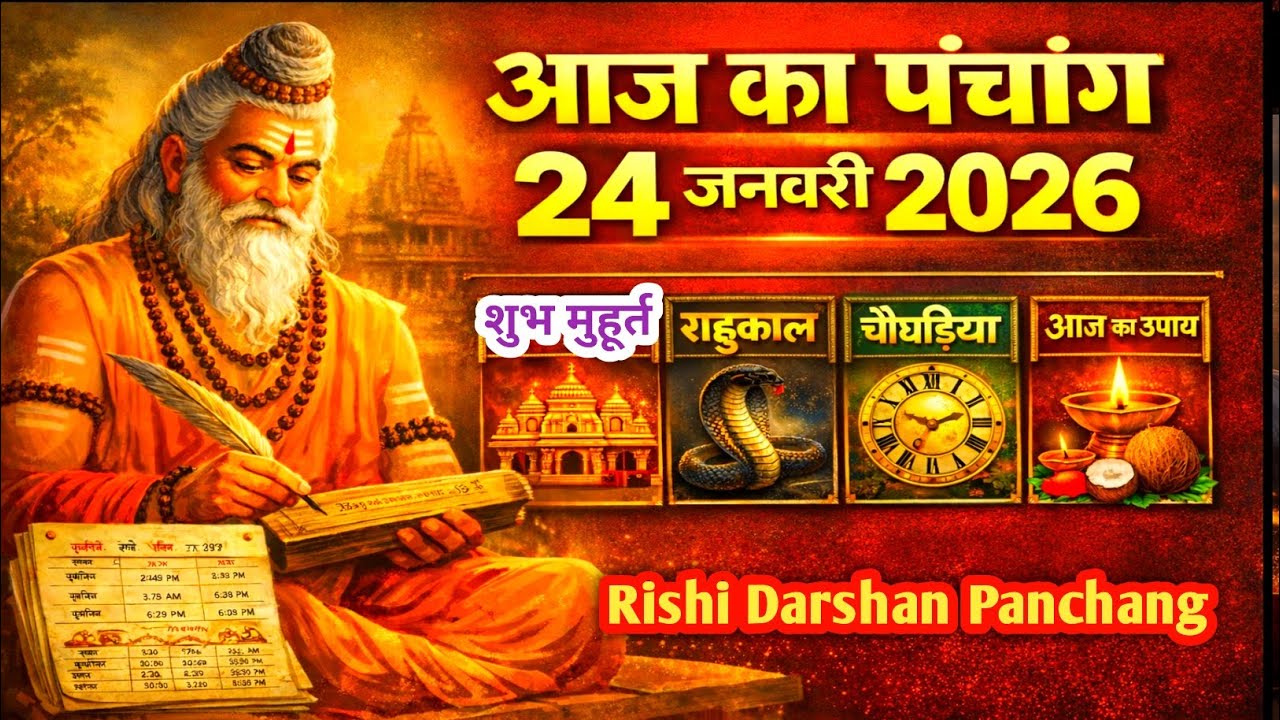 Aaj ka Panchang 24 January 2026 पंचांग आज की तिथि | शुभ मुहूर्त | राहुकाल |Rishi Darshan Panchang