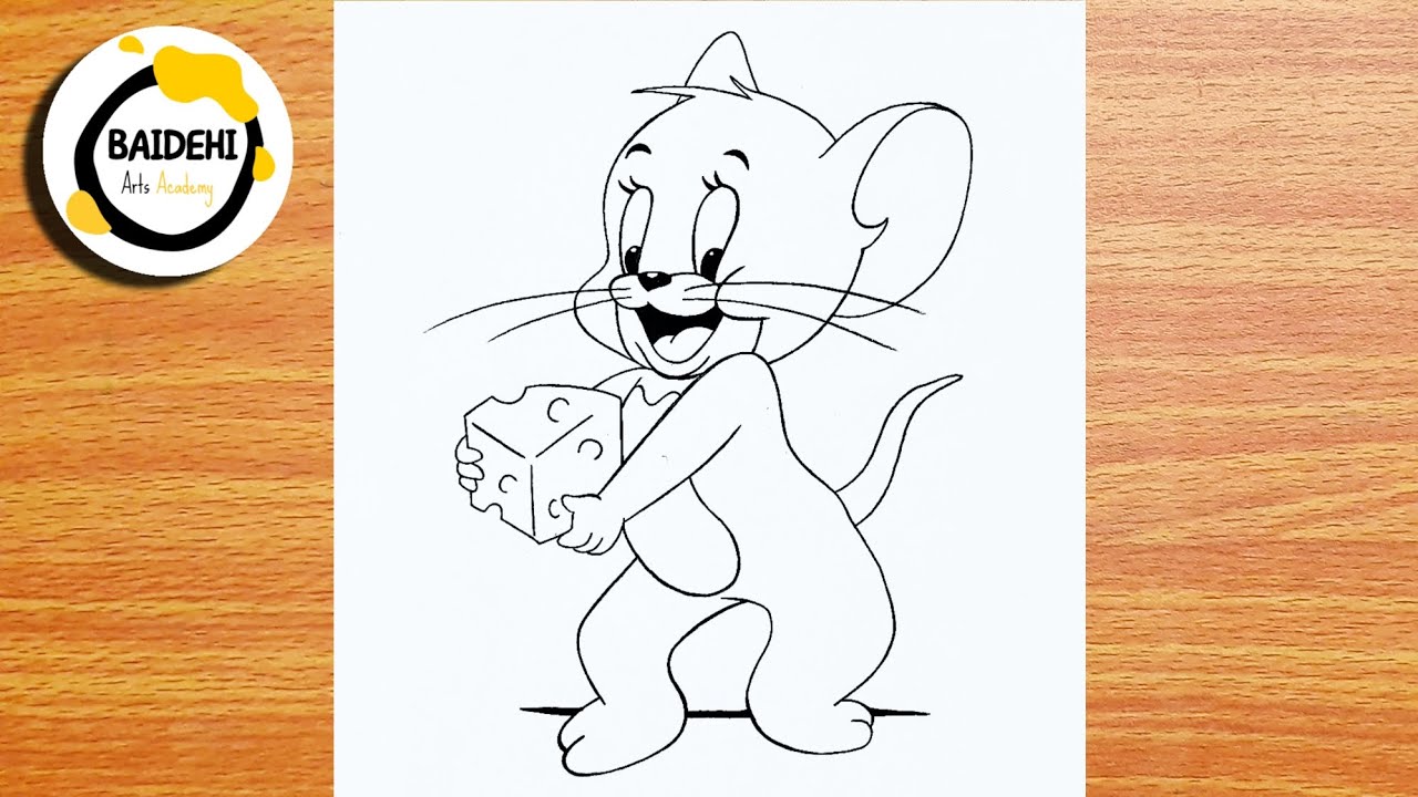 Jerry Mouse Cute Drawing | Easy Pencil Drawing of Jerry Mouse | Tom and Jerry Drawing