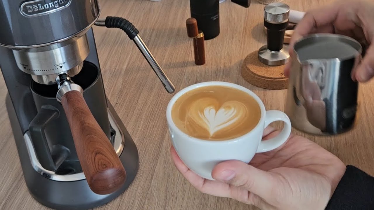 Simple Heart Latte at Home - DeLonghi Dedica Arte