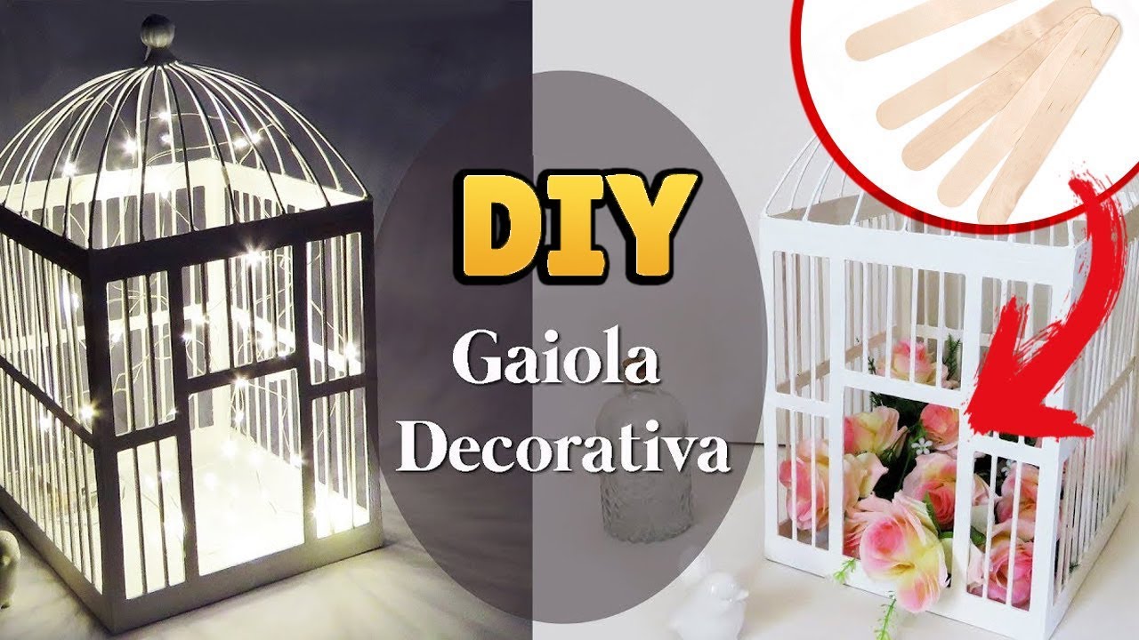 DIY: Como Fazer GAIOLA DECORATIVA com Palitos de Picolé e Arame 💖