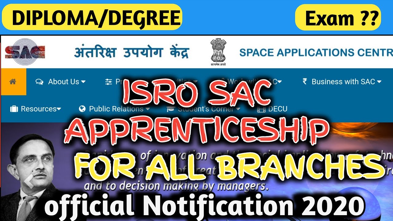 ISRO SAC recruitment 2020 || BE/BTech/Diploma | Apprentice Training ISRO | Latest Job| by MATHOCOMM