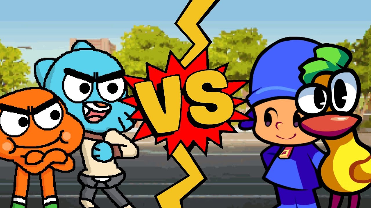 M.U.G.E.N. Battles | Gumball/Darwin vs Pocoyo/Pato | The Amazing World of Gumball vs Pocoyo