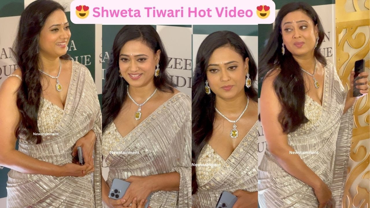 Shweta Tiwari Mind Blowing Red Carpet Walk in Silver Backless Saree #glamour