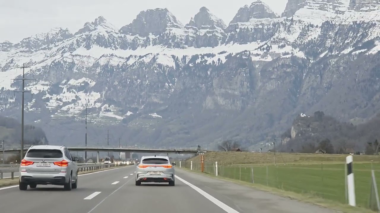 Incredible mountains seen from the highways in Switzerland 