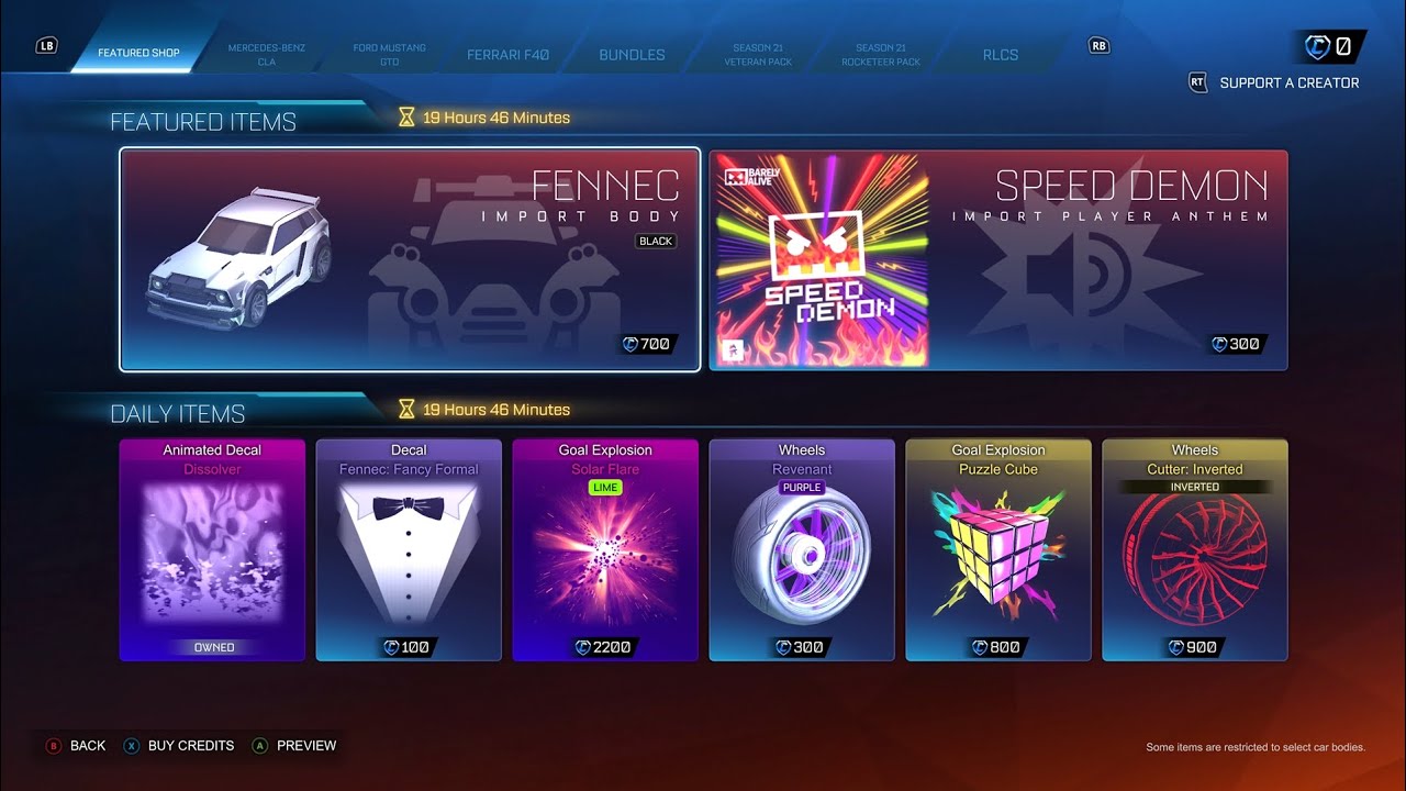 Rocket League item shop 2/21/26