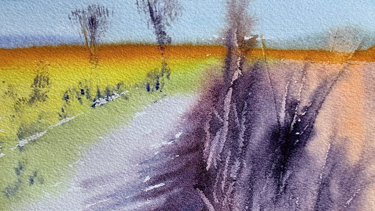 Path Shadows - Watercolor Landscape