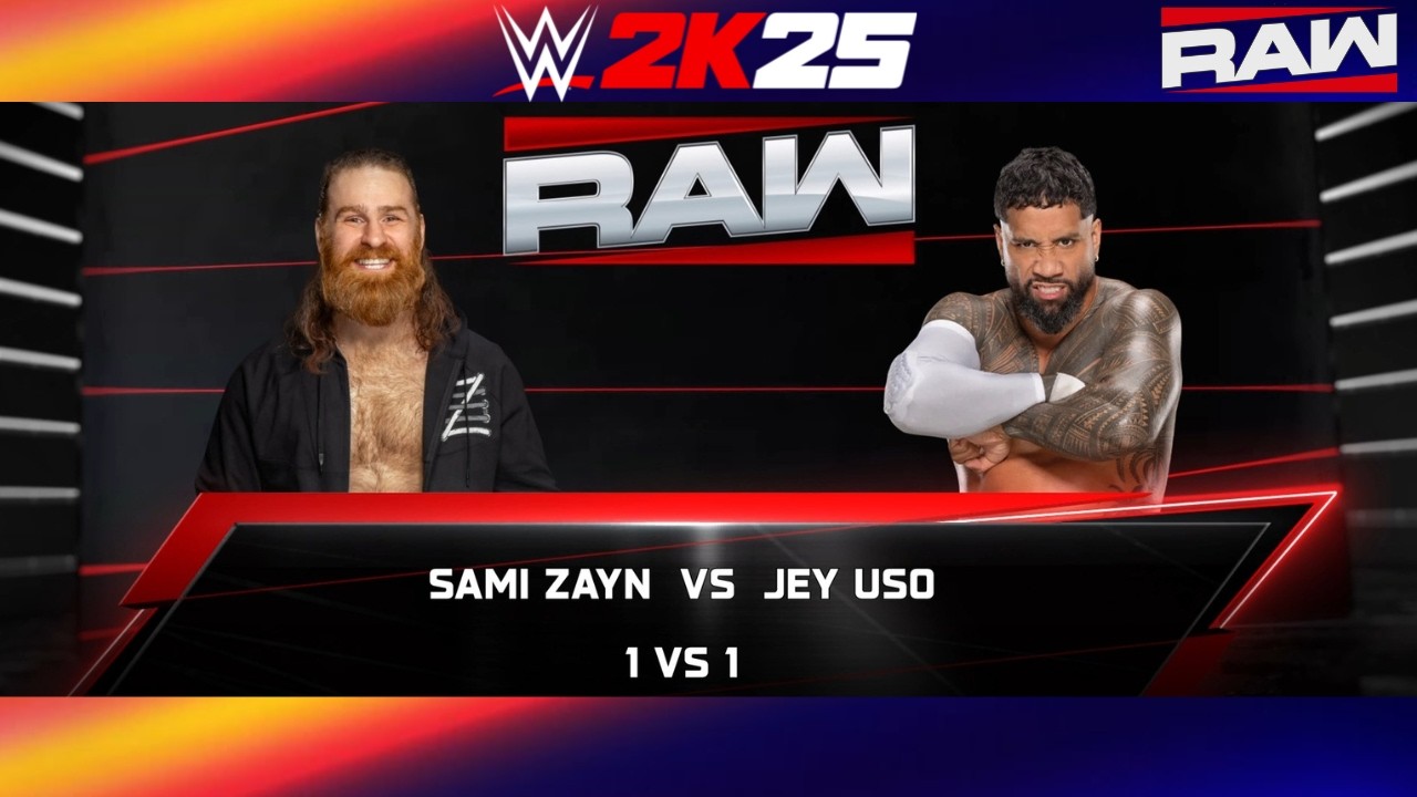 WWE 2K25: SAMI ZAYN VS JEY USO | POST-MATCH SURPRISE ATTACK WITH THE TITLE | SIMULATION