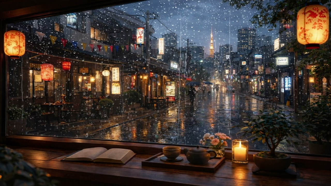 Tokyo Rain Sounds for Sleep 🌧️ 6 Hours Night Ambience | Cozy City Rain for Studying & Relaxing