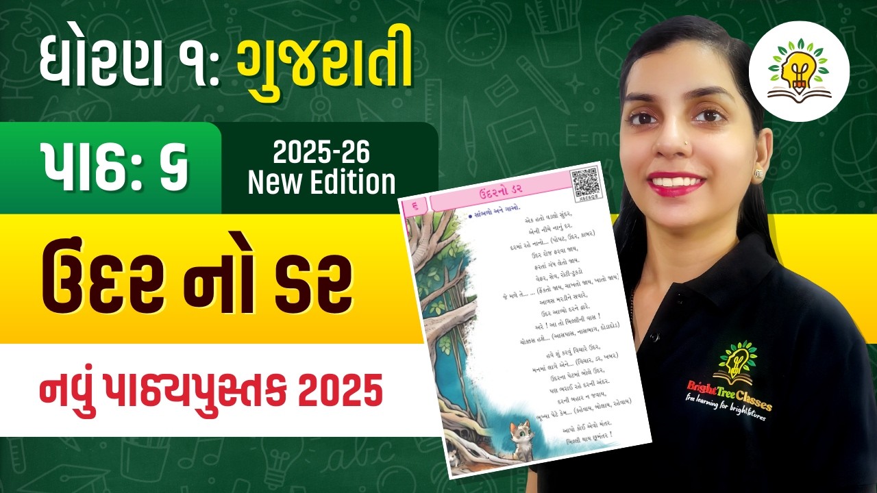 Dhoran 1 Gujarati Path 6 Undar No Dar | ઉંદર નો ડર | Std 1 Gujarati Chapter 6 | BrightTree Classes