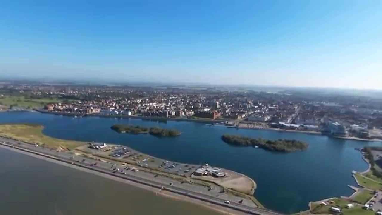 Southport Pier and seafront at high tide from Parrot Bebop Drone