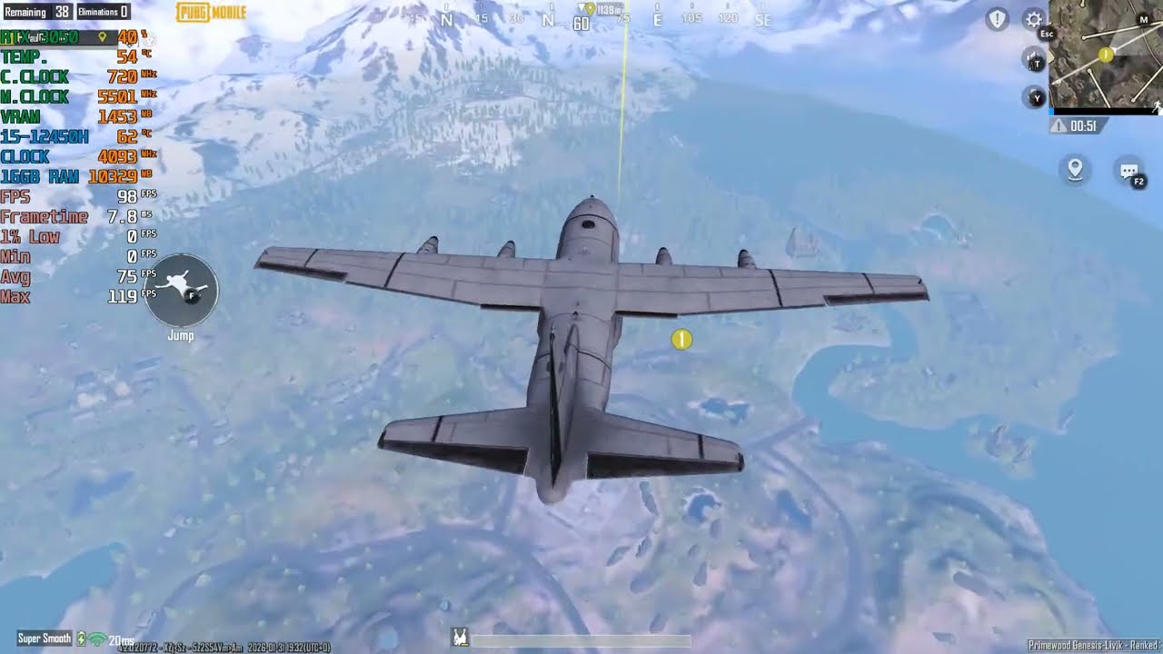 Lenovo LOQ : i5 12th Gen 12450H RTX 3050 6GB - Test in PUBG Mobile