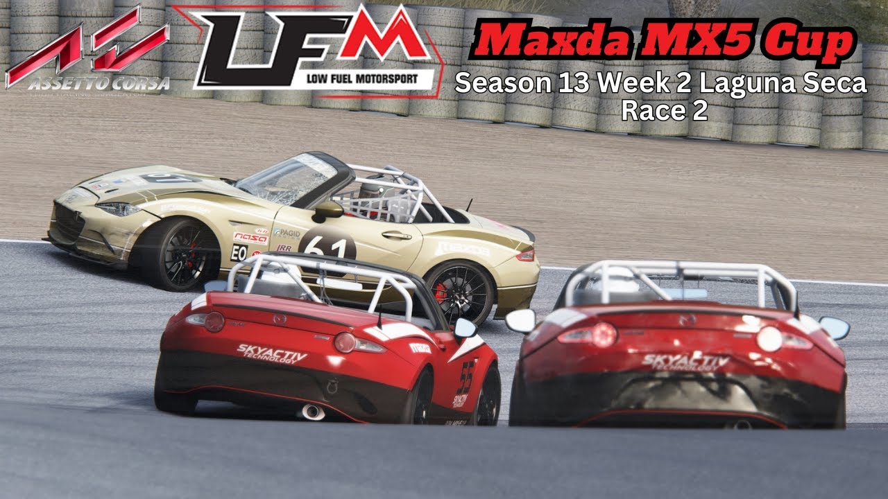 Assetto Corsa LFM Mazda MX5 Cup Laguna Seca  Race 2 Season 13 Week 2 - Low Fuel Motorsport