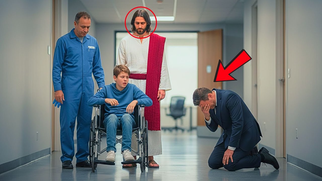 “HUMBLE JANITOR GIVES CEO’S SICK SON A MIRACLE — WHEN JESUS APPEARS, THE FATHER COLLAPSES”