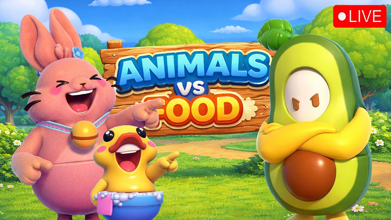 🔴 LIVE NOW! Fall Guys Custom Lobbies &ndash; Animals vs Food Battle 🐾🍔 (JOIN!)
