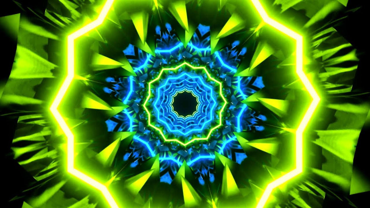 2 Hour 4k Abstract Relaxing Trippy Kaleidoscope Visuals Metallic Color Neon background Video Loop