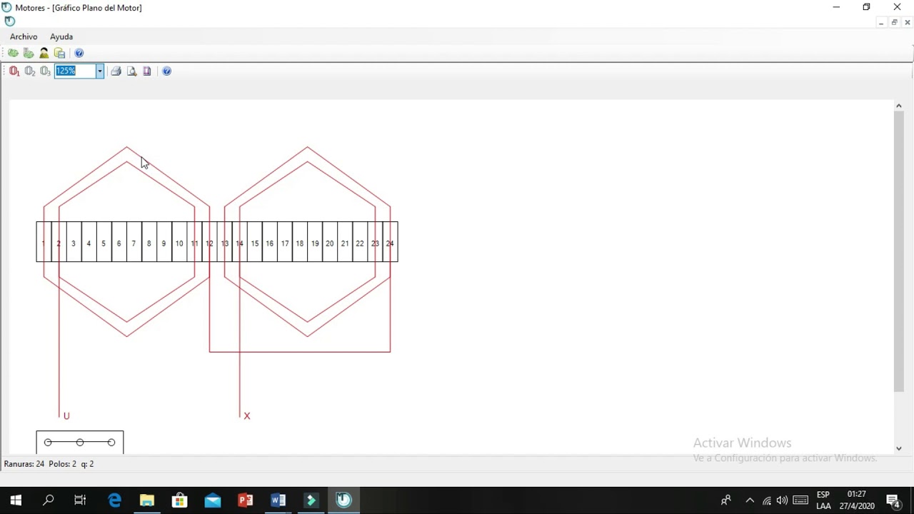 Calculo de bobinado concentrico serie realizado por polos de un motor trifásico