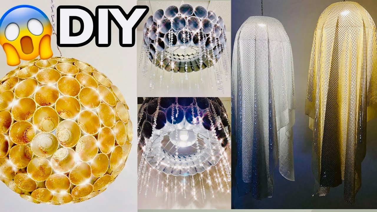 3 Amazing 🤩 Glam DIY Hanging Lamps/Chandelier | Using Party Cups & Punch Bowls | Home Decor 2021
