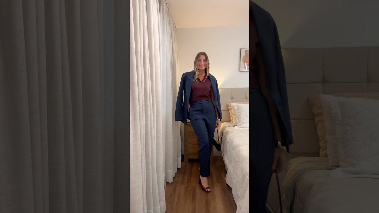 Olha como esse blazer azul rende tr&ecirc;s estilos diferentes e super us&aacute;veis!