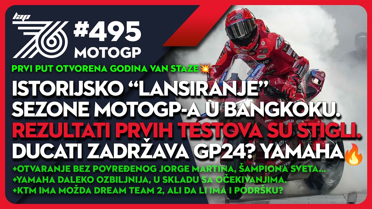 Lap76 #495 MotoGP Spektakl u Bangkoku bez povređenog šampiona! Istorijsko otvoranje van staze.