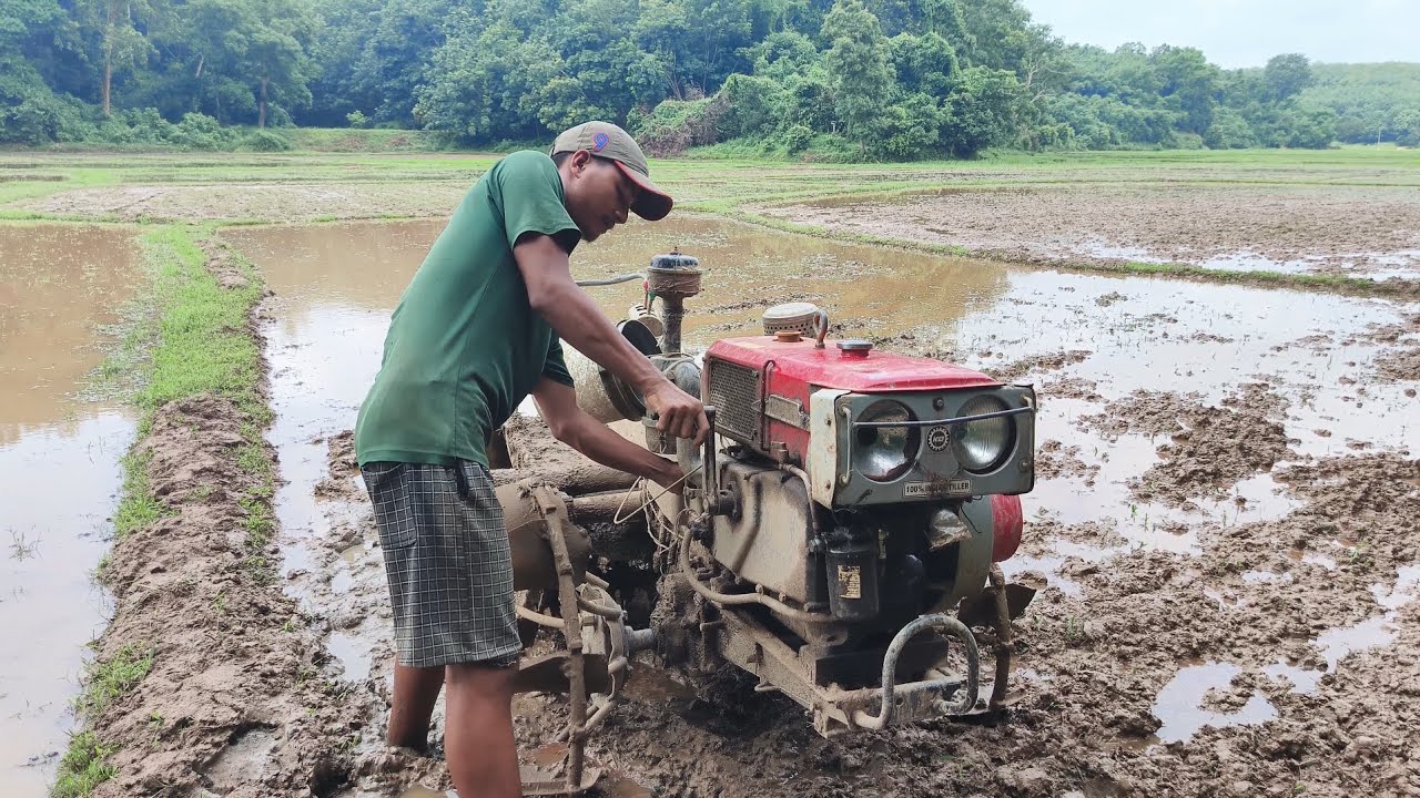 Indian poor boy hard working 😭 kamco Power tiller| tractor #tractorvideo