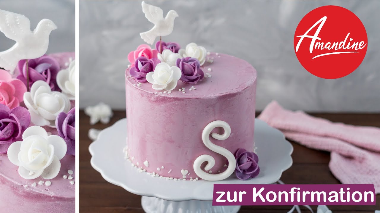 Konfirmationstorte backen mit Taube und Esspapier Rosen | Geburtstagstorte für Mädchen