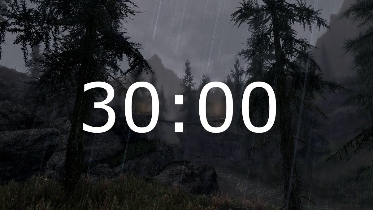 pomodoro 30 minutes 4 breaks with light rain for studying, working, relaxing, and sleeping