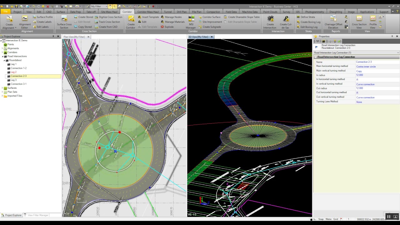 Trimble Business Center - HCE: Creating Intersections