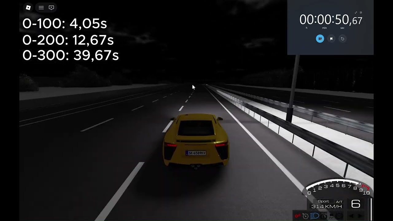 Lexus LFA Top speed test in Car Driving Simulator Roblox