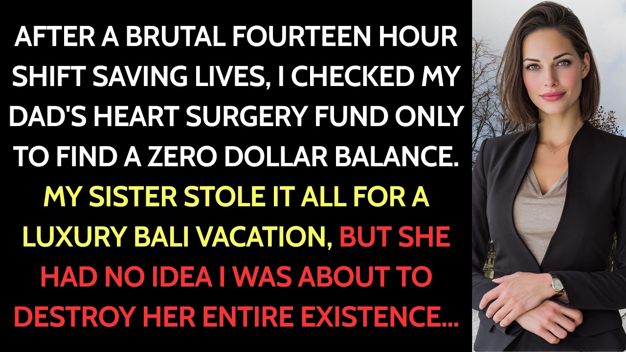After My ER Shift, I Checked Dad's Surgery Fund—Drained. My Sister Snorted, “My Healing Trip Needs