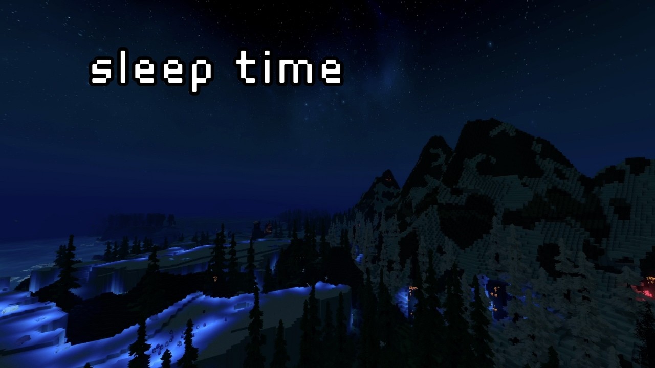 Hytale Snowy Mountains at Night ❄️ Starry Sky Ambience