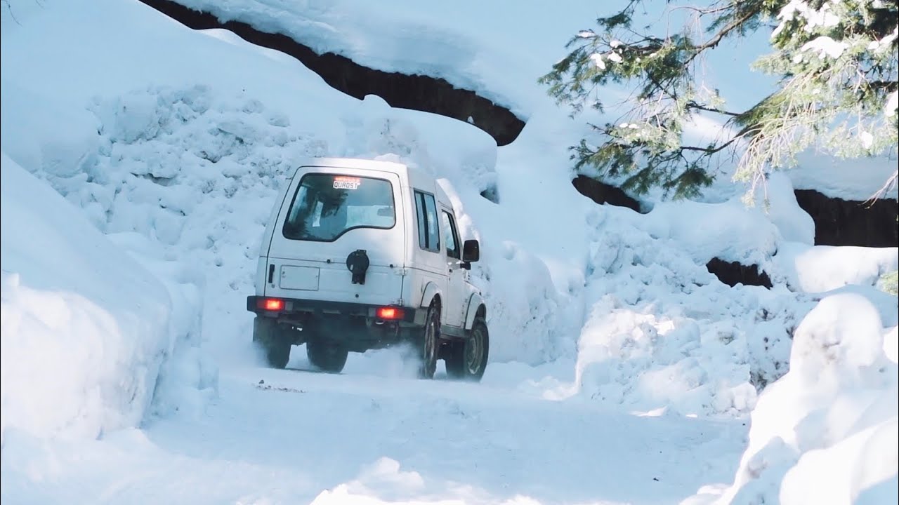 Snow Chains on Snowy Roads
