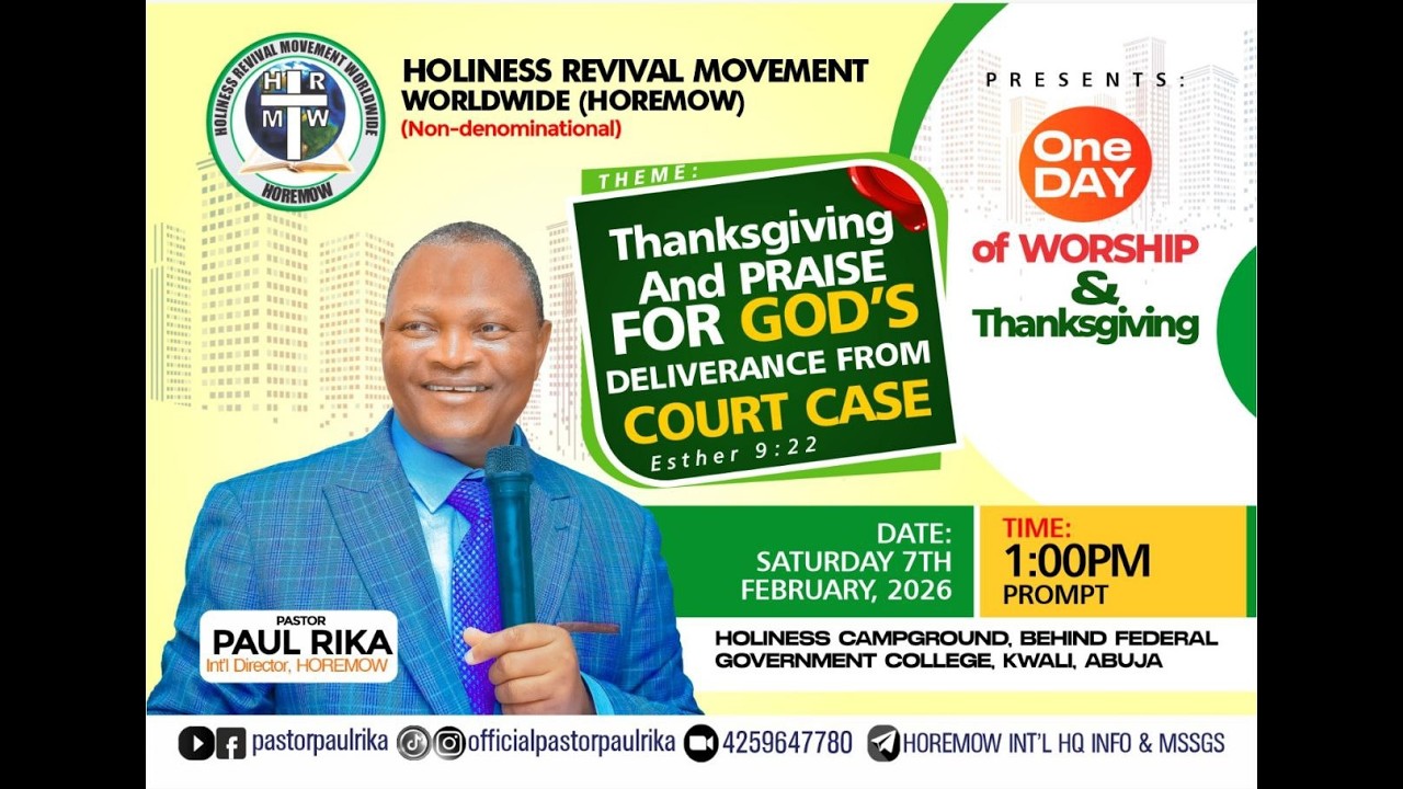 THANKSGIVING AND PRAISE FOR GOD'S DELIVERANCE FROM COURT CASE || 07-02-2026