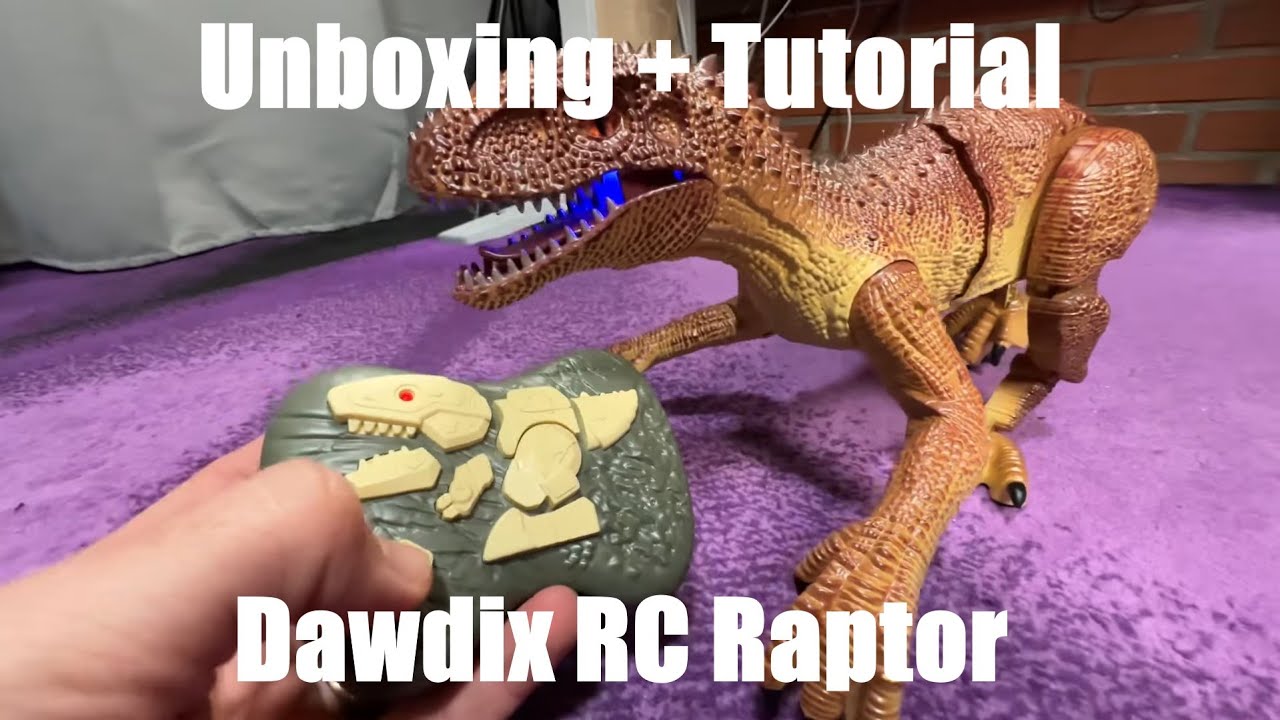Dawdix Remote Control Dinosaur, RC Dinosaur Toy with LED Light & Sound unboxing and instructions