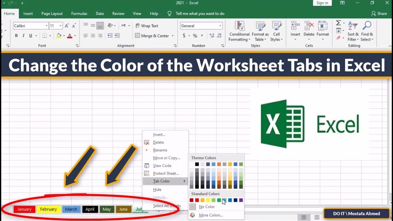 How to Change the Color of the Worksheet Tabs in Excel