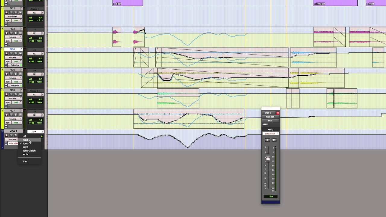 Coalescing VCA master automation in Pro Tools