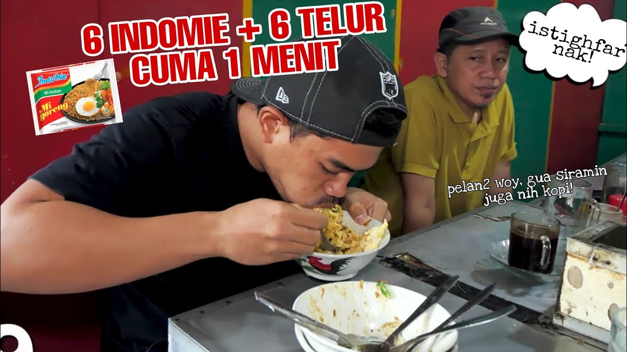 PRANK MAKAN 6 INDOMIE + 6 TELUR CUMA 1 MENIT DISAMPING ORANG GAK DIKENAL, SAMPE KAGET!!