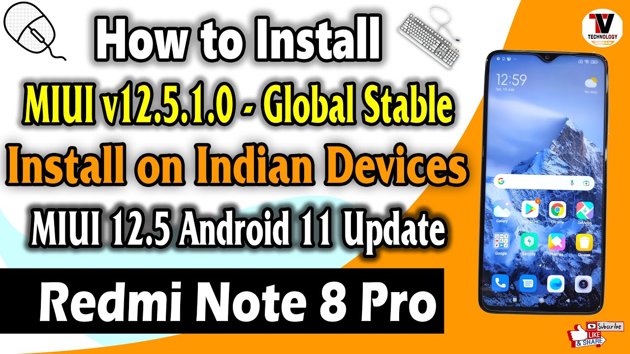 Redmi Note 8 Pro : MIUI V12.5.1.0 Global Stable Android 11 (Installation Guide on Indian Devices)