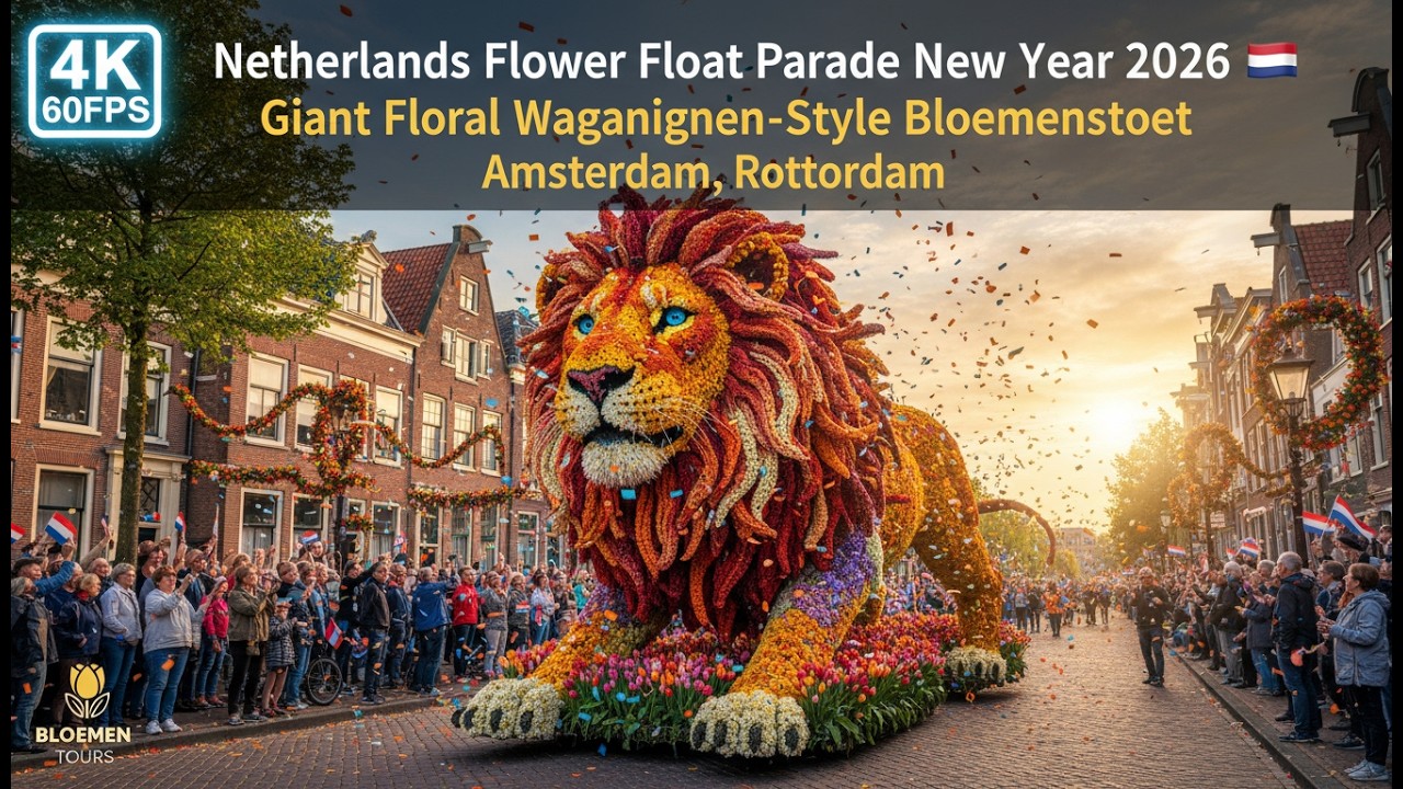 Netherlands Flower Float Parade New Year 2026 🇳🇱 | Giant Floral Wageningen-Style Bloemenstoet 4K UHD