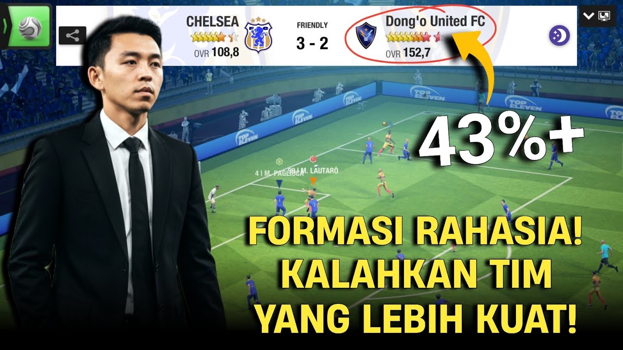Formasi Rahasia ‼️ Cara Kalahkan Tim Yang Lebih Kuat, Selisih 40%+ ⁉️ Top Eleven