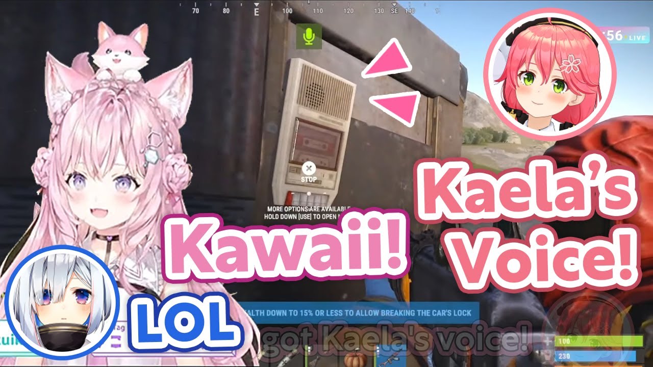 Koyori & Kanata react to Kaela's ”Nyahello!” recorded by Miko【RUST/Hololive Clip/EngSub】