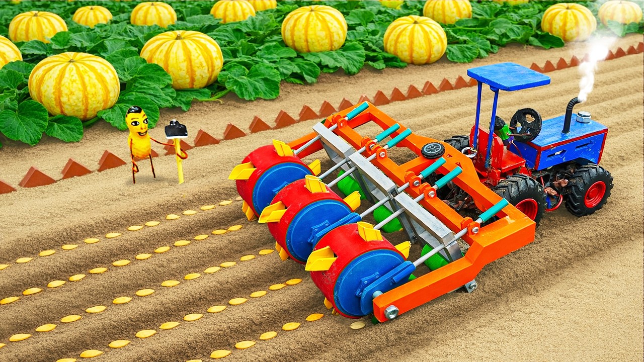 Top Most Creative DIY Multi Seeding Machine on Pumpkin Farming | HP Mini DIY Tractor