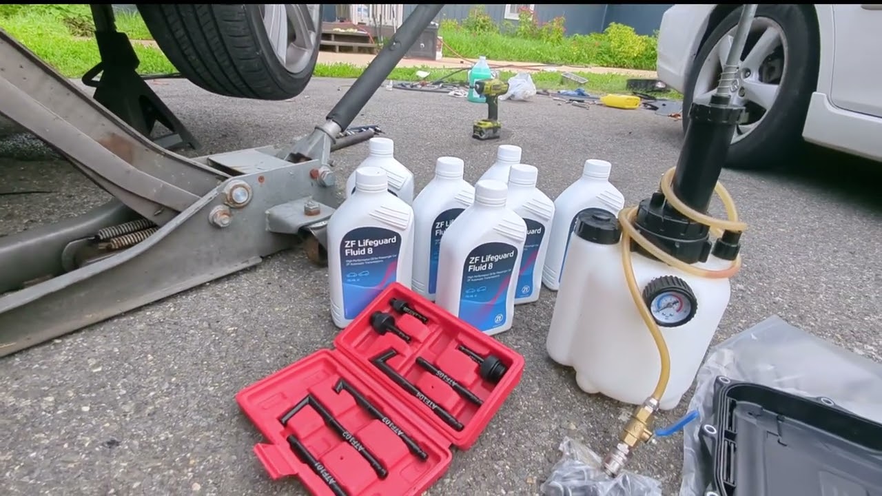 How to replace the BMW F01/ F02 transmission filter and fluid without a lift.