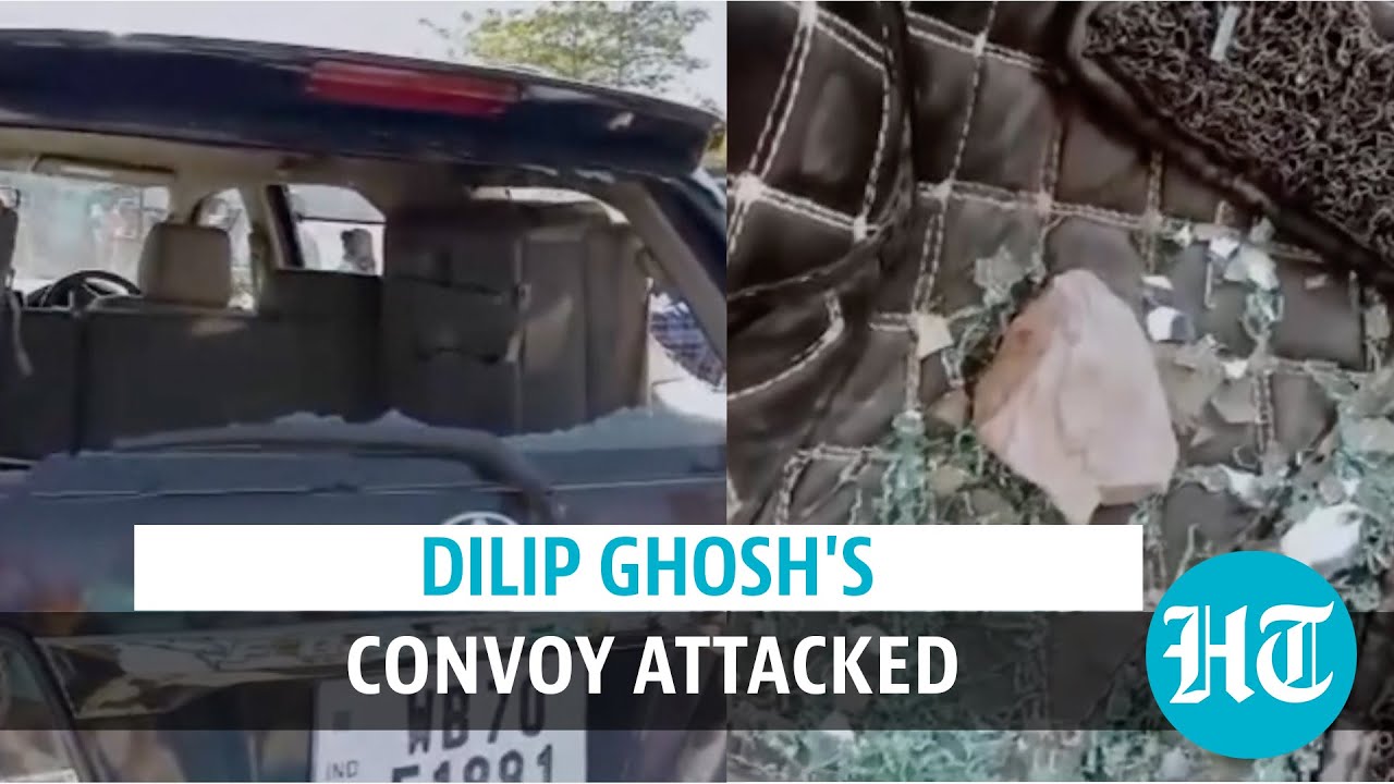 Watch: Bengal BJP chief Dilip Ghosh&rsquo;s convoy attacked, shown black flags