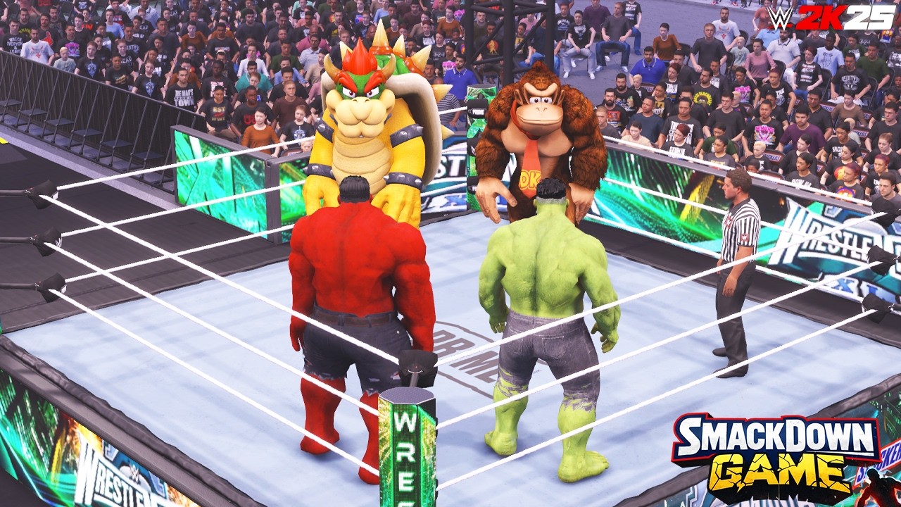 Hulk & Red Hulk vs Bowser & Donkey Kong 💥 Ultimate Strength Battle | WWE 2K26