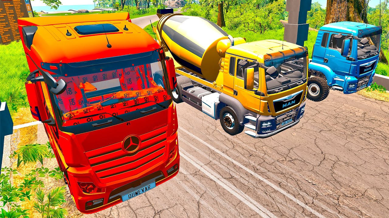BIG TRUCKS VS GREAT Descent - Beamng drive