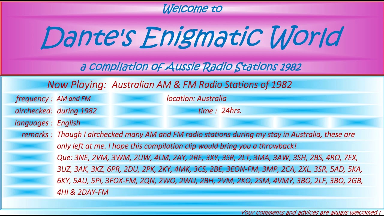 A Compilation of Australian AM & FM radio stations of 1982 (sign-ons, sign-offs, jingles and IDs)