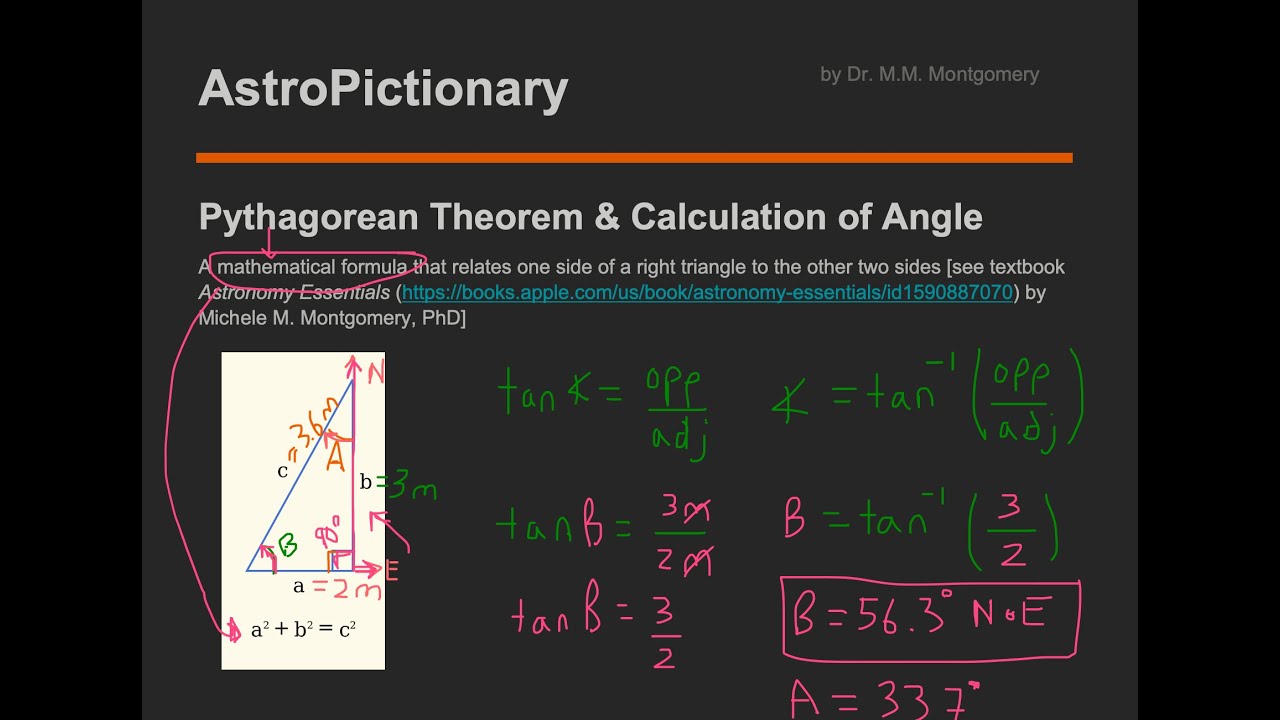 AstroPictionary Calculation of Angle Using Pythagorean Theorem