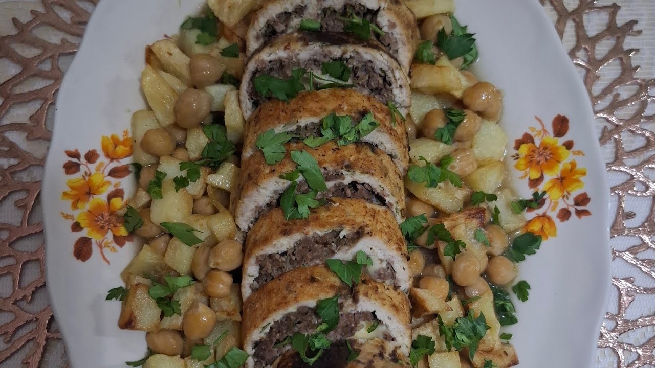 رولي بالدجاج و الحمص ساهل و خفيف و بنين Roulè avec la viande hachèe et le poulet très dèlicieux💝💖😍❤️